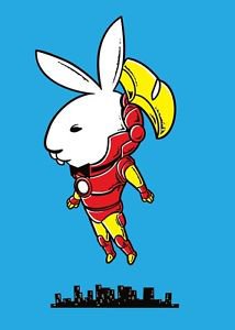 "Bunny Inside" Comic Hero & Magazine Parody - Rectangle Refrigerator Magnet