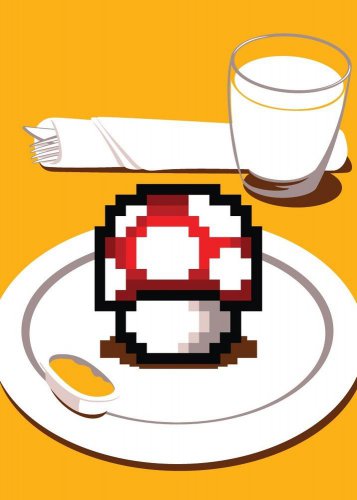 "Nutritious Breakfast" Video Game Parody Shroom - Rectangle Refrigerator Magnet