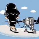 "Jogging" Space Movie Parody Villain Run w/ Dog - Rectangle Refrigerator Magnet