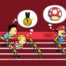 "Hurdles Champion" Video Game Plumber Parody - Rectangle Refrigerator Magnet
