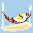 "Good Morning" Egg Sunny Side Up Relax in Bacon - Rectangle Refrigerator Magnet