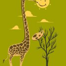 "Painting Smiley" Giraffe Artist & Sun Artwork - Rectangle Refrigerator Magnet