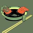 "Salmon Spa" Food Fish Filets Bathing in Soup - Rectangle Refrigerator Magnet