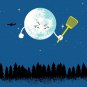"Disturbing Fly" Moon Flyswatter & Jet Airplane - Rectangle Refrigerator Magnet