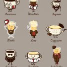 "Coffee Personality" Cartoon Brew Drink Types - Rectangle Refrigerator Magnet