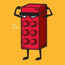 "Six Pack" Funny Children's Toy Block Parody Flexing Muscles - Vinyl Sticker