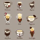 "Coffee Personality" Cartoon Coffee Brew Drink Type Expressions - Vinyl Sticker