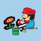 "Power Up" Classic Video Game Italian Plumber w/ Flower Parody - Vinyl Sticker