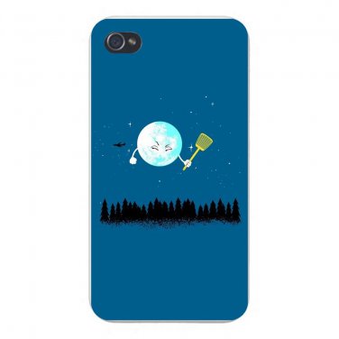 "Disturbing Fly" Moon Flyswatter & Jet - FITS iPhone 4 4s Plastic Snap On Case