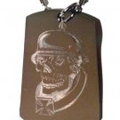 Soldier Skull Iron Cross Helmet Biker - Dog Tag w/ Metal Chain Necklace