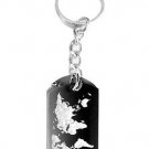 World Map Globe Planet Mother Earth Engraved - Metal Ring Key Chain Keychain