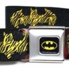 DC Comics Batman Seatbelt Belt - Zebra Bat Signal Black/Gray/Yellow/Black