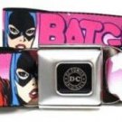 DC Comics Batman Seatbelt Belt - BATGIRL Bubble Letters Stars Pink/White