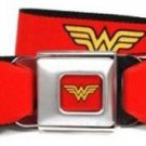 DC Comics Wonder Woman Seatbelt Belt - Wonder Woman Logo Face Repeat Red