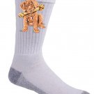 Cute French Mastiff Pet Puppy Dog w/ Bone - Crew Socks Pair