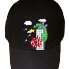 "My World" Japanese Giant Green Lizard Parody in City - Black Adjustable Cap Hat