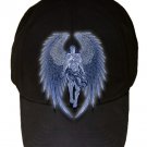Winged Man Angel Blue Design Artwork - Black Adjustable Cap Hat