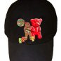 Gingerbread Girl w/ Gummy Bears, Crow, & Lollipop - Black Adjustable Cap Hat