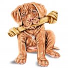 Cute French Mastiff Pet Puppy Dog w/ Bone on White - Vinyl Sticker