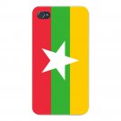 Burma (Myanmar) World Country Flag - FITS iPhone 4 4s Plastic Snap On Case