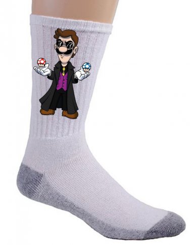 Plumbtrix Long Coat Character Hero Video Game & Movie Parody - Crew Socks Pair