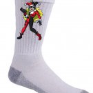Female Jester Villain Girl Video Game & Bat Super Hero Parody - Crew Socks Pair