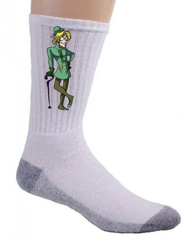 Question Mark Villain Video Game & Bat Super Hero Parody - Crew Socks Pair