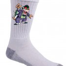 Clown Criminal Villain Video Game & Bat Super Hero Parody - Crew Socks Pair