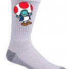 Plumbing Time Mushroom Robot Guy Video Game & TV Show Parody - Crew Socks Pair