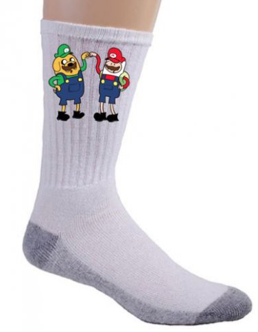 Plumbing Time Main Best Friends Video Game & TV Show Parody - Crew Socks Pair