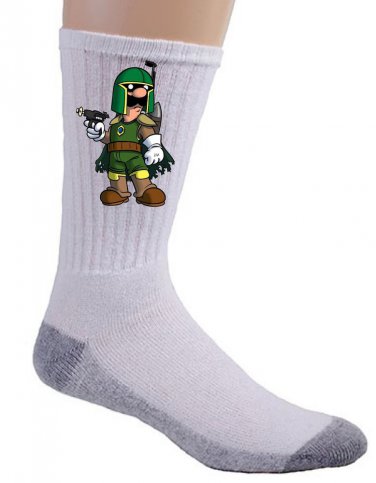 Plumbing Wars Bounty Hunter Video Game & Space Movie Parody - Crew Socks Pair