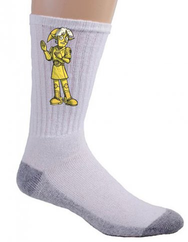 Plumbing Wars Shiny Robot Man Video Game & Space Movie Parody - Crew Socks Pair