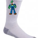 Plumbing Story Space Hero Video Game & Cartoon Movie Parody - Crew Socks Pair