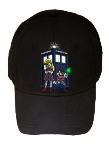 Public Call Box Characters Game & Doctor Show Parody - Black Adjustable Cap Hat