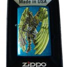 Zippo Custom Lighter - Angel Wings Warrior w/ Flail Weapon Cerulean Blue