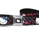 Hello Kitty Seatbelt Belt - Hello Kitty Repeat w/ Stars & Bolts Black/Purple