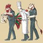 "Murder Chef" Funny Vegetarian Justice Cow & Chicken Humor - Vinyl Print Poster