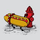 "Hotdawg" Funny Hot Dog Food Chained to Fire Hydrant Humor - Vinyl Print Poster