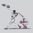 "Home Run" Funny Zombie Baseball Game Batter Hits Catcher - Vinyl Print Poster