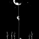 "Reach For The Moon" Astronauts Climbing Rope Into Space - Vinyl Print Poster