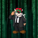 Plumbtrix Villain w/ Suit & Earpiece Video Game & Movie Parody - Vinyl Sticker