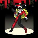 Female Jester Villain Video Game & Bat Super Hero Parody - Vinyl Sticker