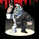 Disfigured Face Villain Video Game & Bat Super Hero Parody - Vinyl Sticker