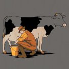 "Milking Out" Cow Draining Milk Parody - Plywood Wood Print Poster Wall Art