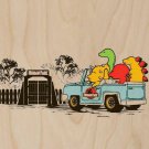 "Human Park" Dinosaur Classic Movie Parody - Plywood Wood Print Poster Wall Art
