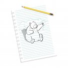 "Sketching Escape" Funny Bear Drawing Punching On Paper - Vinyl Print Poster