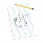 "Sketching Escape" Funny Bear Drawing Punching On Paper - Vinyl Print Poster