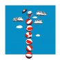 "Sky Circus" Funny Kitty Cat w/ Umbrella Balancing on Balls - Vinyl Print Poster