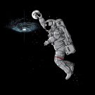 "Slam Dunk" Astronaut Moon & Galaxy Basketball Parody Humor - Vinyl Print Poster