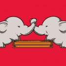 "Trunk Wrestling" Funny Cute Elephants Playing Arm Wrestle - Vinyl Print Poster